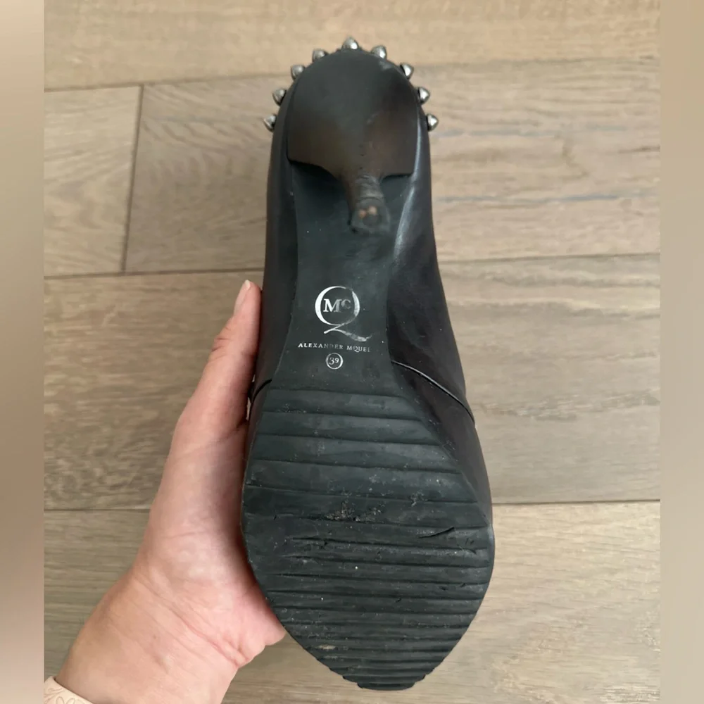 *SALE* McQ Alexander McQueen Stiletto Black Leather Boots - Picture 11 of 13